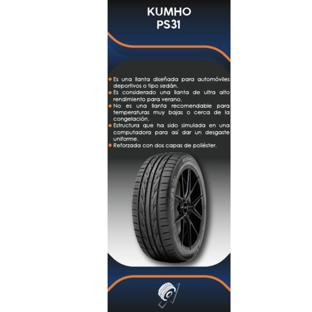 Especificaciones técnicas de KUMHO TYRES PS31 215/40ZR18 PARA AUTOMÓVILES Ruedallantas Ecuador