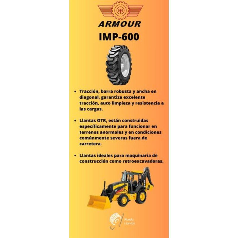 Especificaciones técnicas de LLANTA ARMOUR IMP600 12.5/80-18 PARA RETROEXCAVADORAS Ruedallantas Ecuador