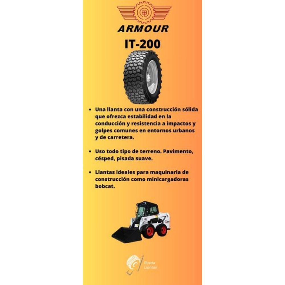 Especificaciones técnicas de LLANTA ARMOUR IT-200 19.5L24 PARA RETROEXCAVADORAS Y MAQUINARIA DE CONSTRUCCIÓN Ruedallantas Ecuador
