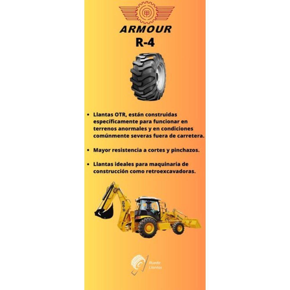 Especificaciones técnicas de LLANTA ARMOUR R-4 18.4-26 PARA RETROEXCAVADORAS GALLINETAS Y MAQUINARIA DE CONSTRUCCIÓN Ruedallantas Ecuador