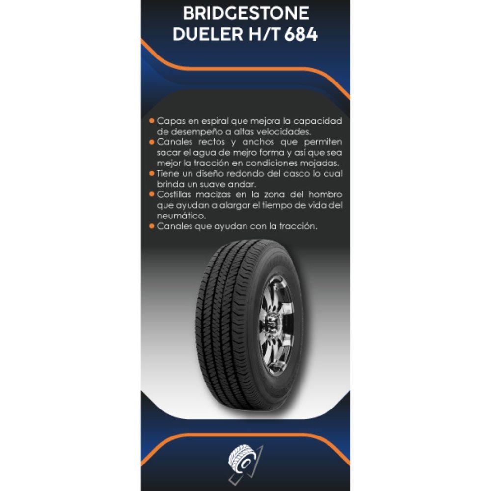 Especificaciones técnicas de LLANTA BRIDGESTONE DUELER HT 684 II 255/70R16 PARA CAMIONETAS Ruedallantas Ecuador