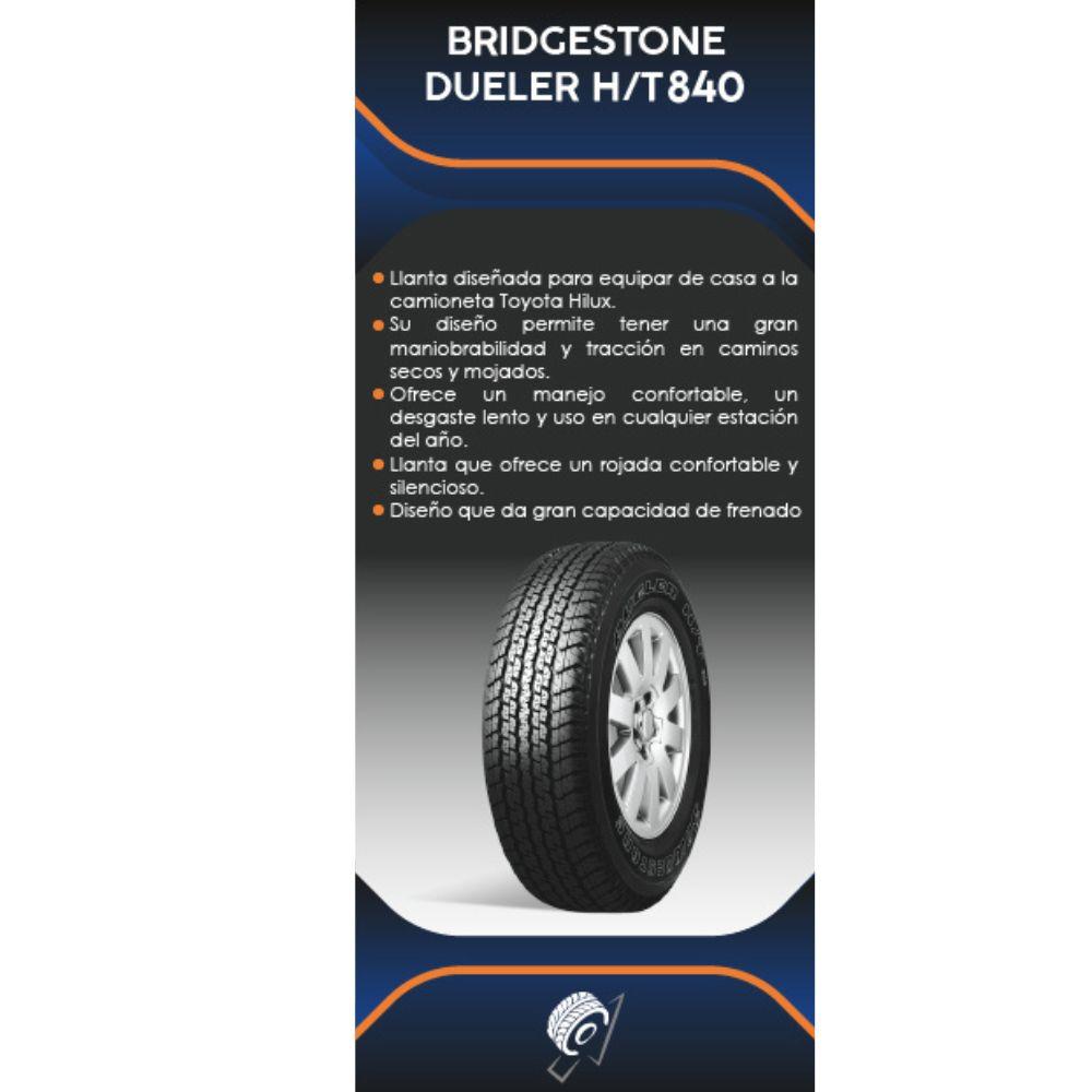 Especificaciones técnicas de LLANTA BRIDGESTONE DUELER HT 840 265/70R16 PARA CAMIONETAS Ruedallantas Ecuador