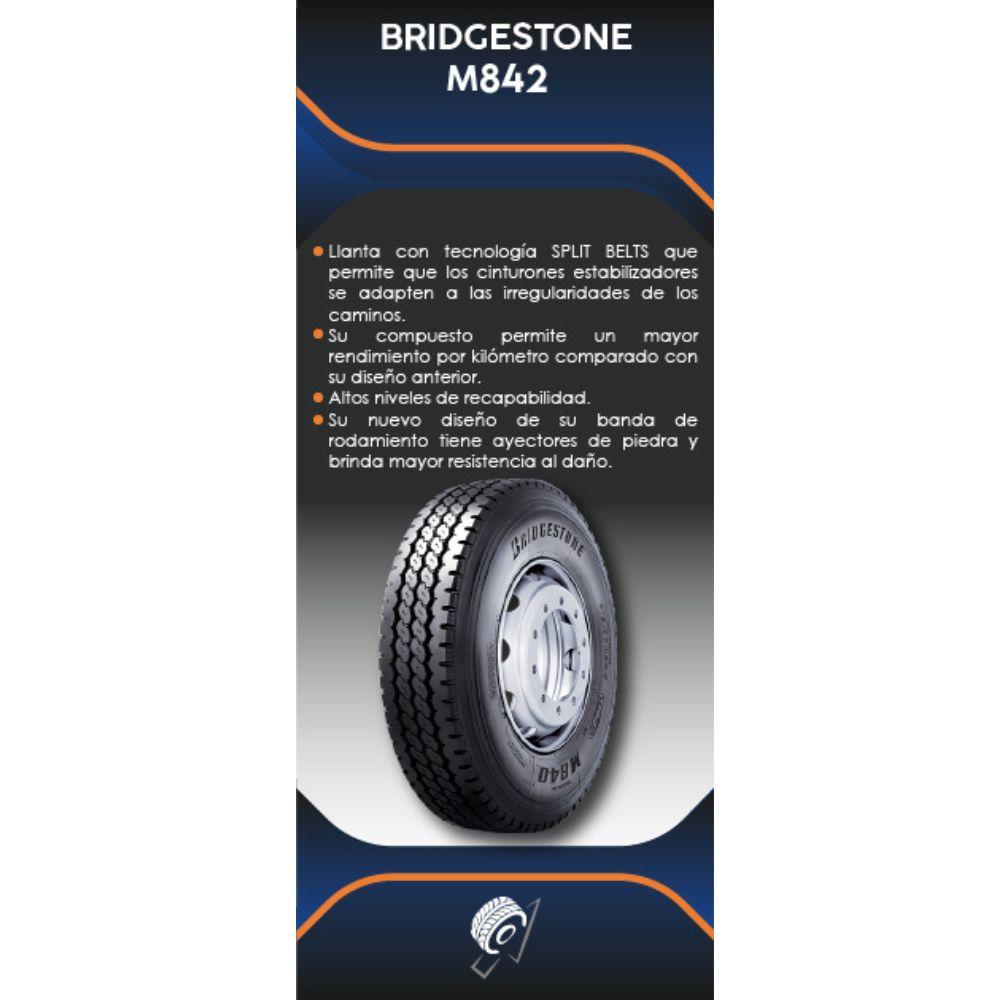 Especificaciones técnicas de LLANTA BRIDGESTONE M842 295/80R22.5 16PR PARA TRAILERS Ruedallantas Ecuador