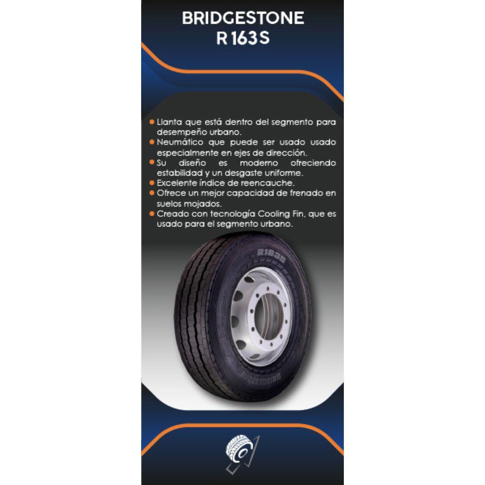 Especificaciones técnicas de LLANTA BRIDGESTONE R163S 275/80R22.5 16PR PARA TRAILERS Ruedallantas Ecuador