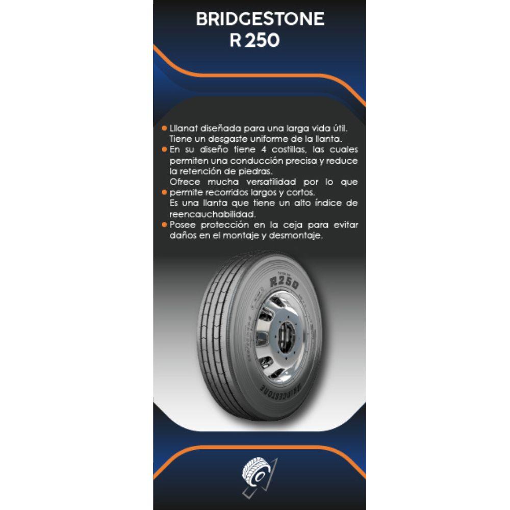 Especificaciones técnicas de LLANTA BRIDGESTONE R250FZ 295/80R22.5 16PR PARA TRAILERS Ruedallantas Ecuador