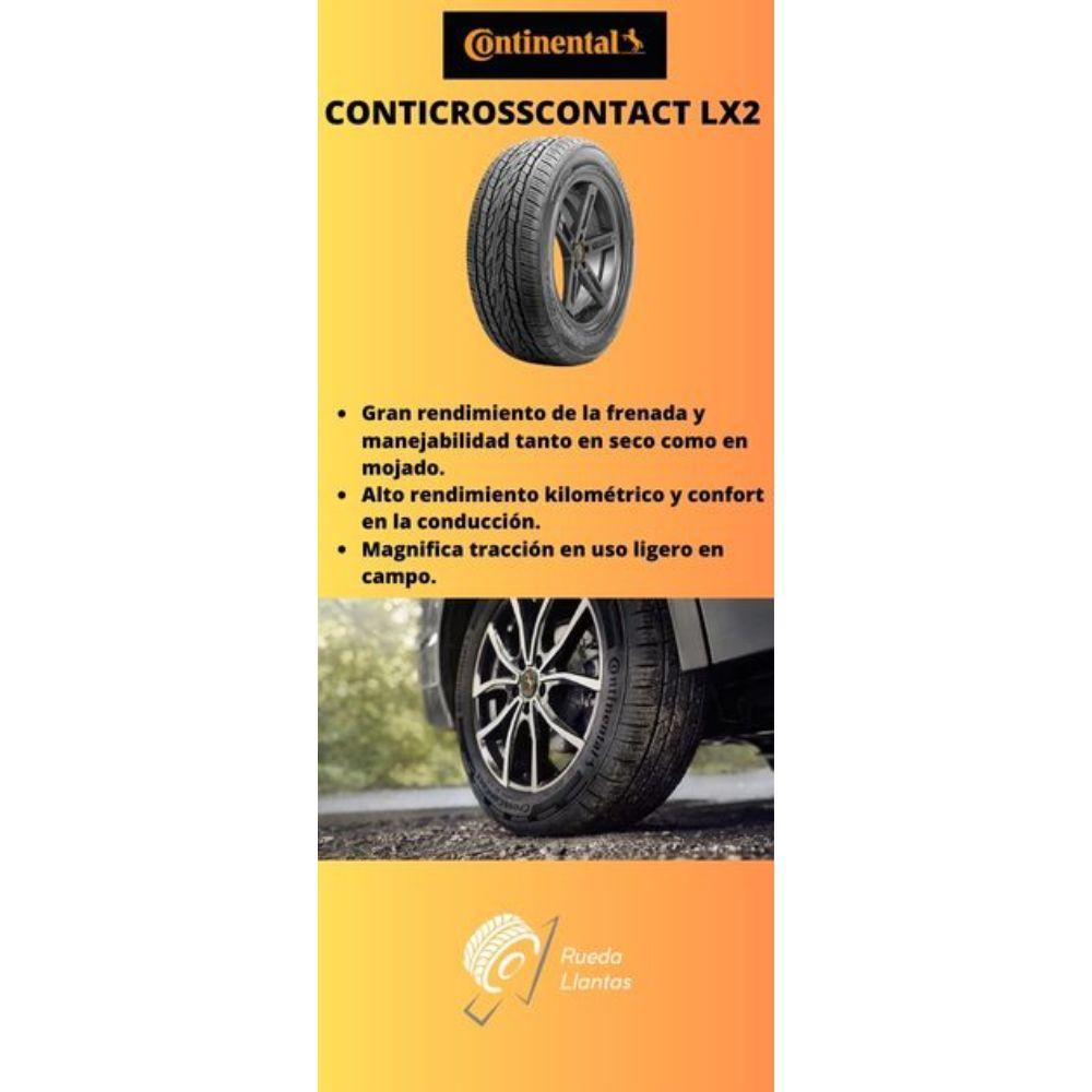 Especificaciones técnicas de LLANTA CONTINENTAL CONTICROSSCONTACT LX2 245/70R16 PARA SUVS Ruedallantas Ecuador