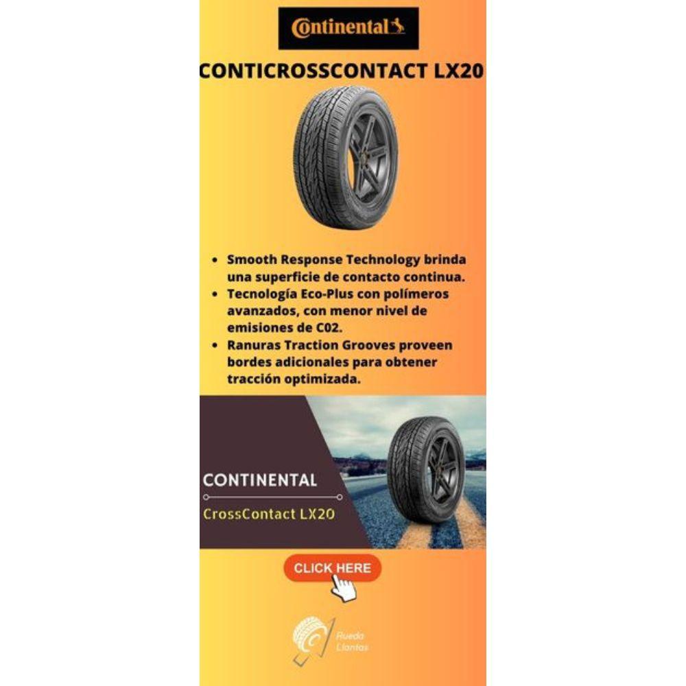 Especificaciones técnicas de LLANTA CONTINENTAL CONTICROSSCONTACT LX20 255/55R18 PARA SUVS Ruedallantas Ecuador