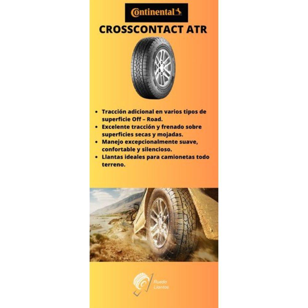 Especificaciones técnicas de LLANTA CONTINENTAL CROSSCONTACT ATR 225/ 60R17 PARA CAMIONETAS TODO TERRENO Ruedallantas Ecuador