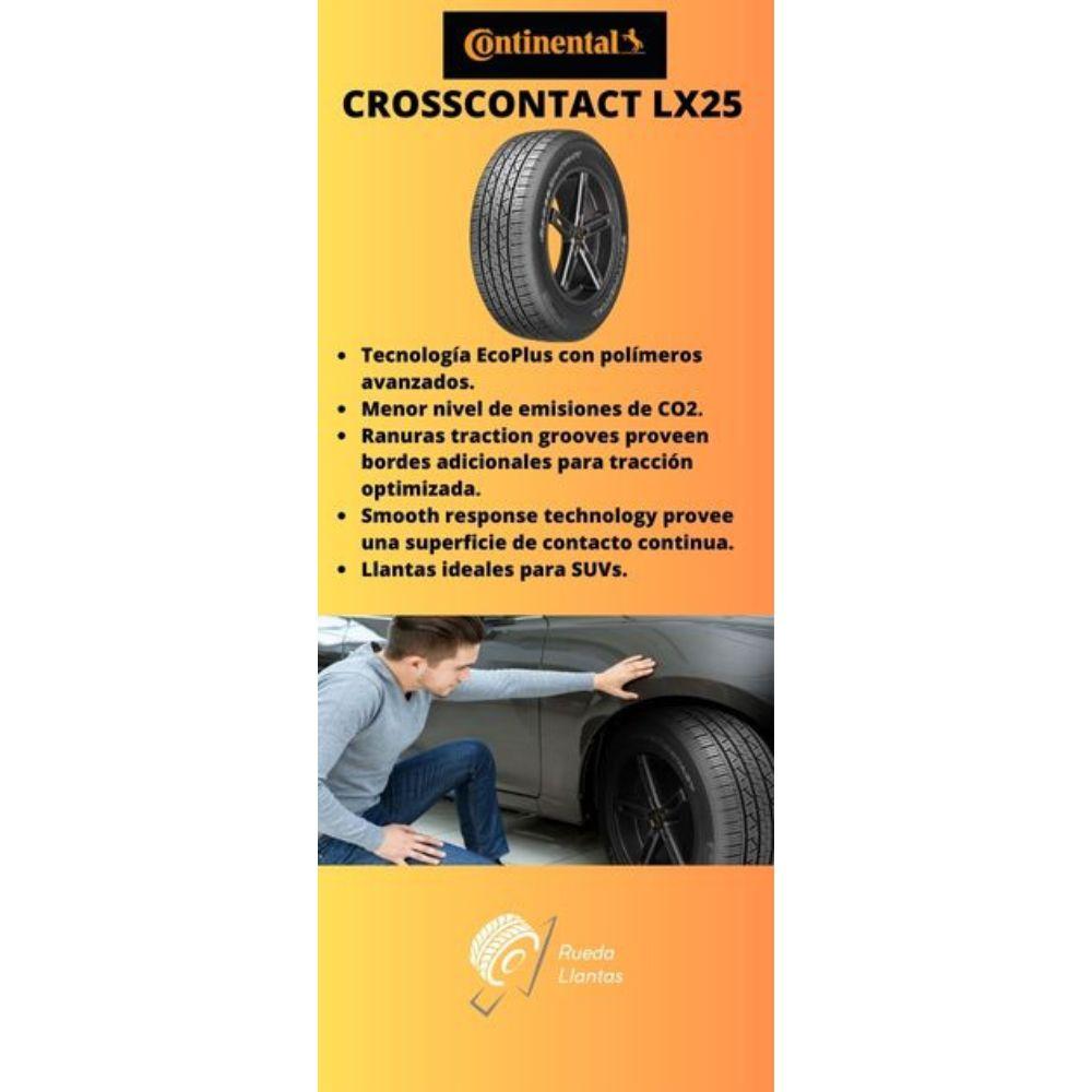 Especificaciones técnicas de LLANTA CONTINENTAL CROSSCONTACT LX25 245/55R19 PARA SUVS Ruedallantas Ecuador