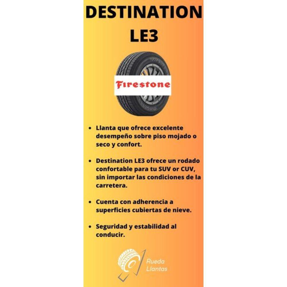 Especificaciones técnicas de LLANTA FIRESTONE DESTINATION LE3 215/65R16 PARA SUVS Ruedallantas Ecuador