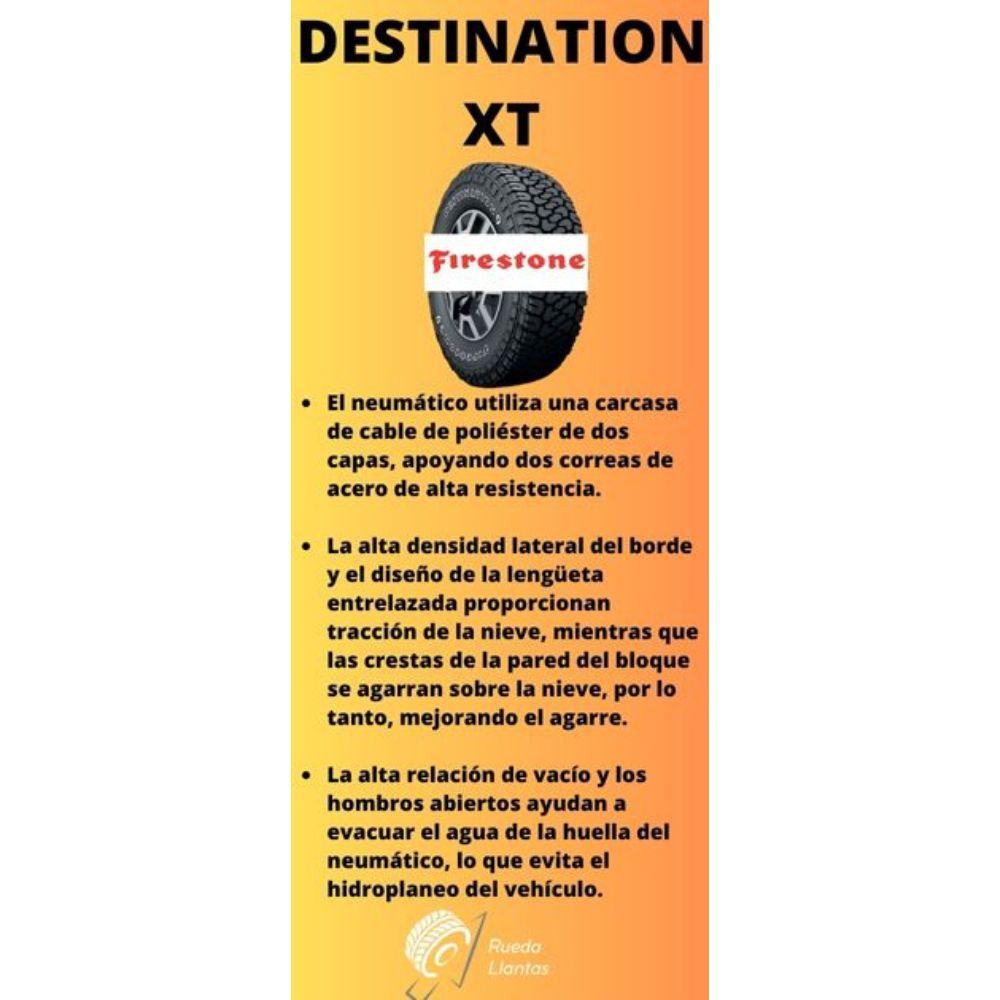 Especificaciones técnicas de LLANTA FIRESTONE DESTINATION XT 255/75R17 PARA CAMIONETAS TODO TERRENO Ruedallantas Ecuador