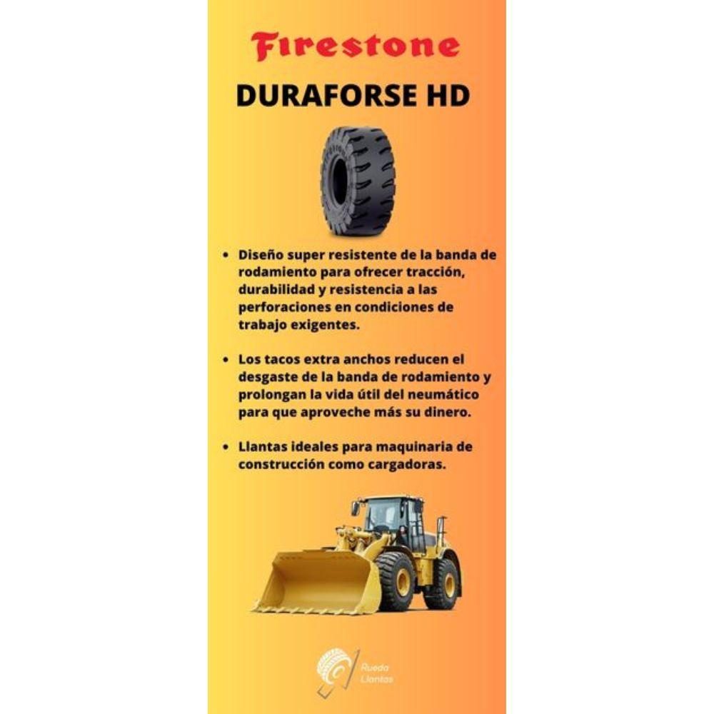 Especificaciones técnicas de LLANTA FIRESTONE DURAFORSE HD 12-16.5 PARA MINICARGADORAS BOBCAT Ruedallantas Ecuador
