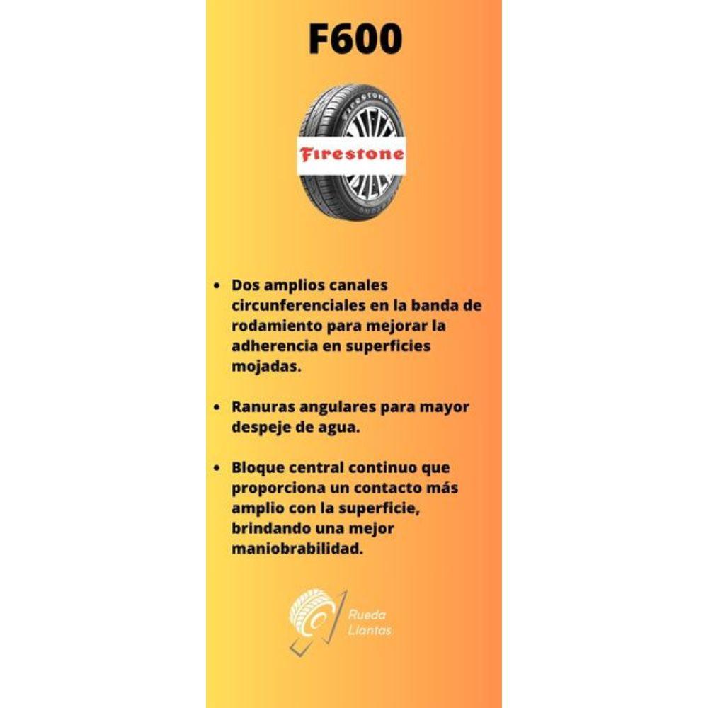 Especificaciones técnicas de LLANTA FIRESTONE F600 185/65R14 PARA AUTOMÓVILES Ruedallantas Ecuador