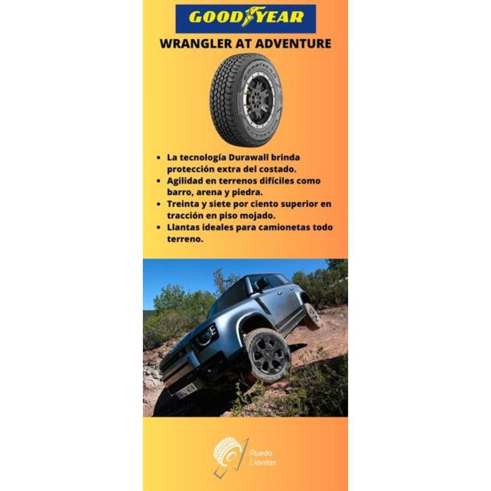 Especificaciones técnicas de LLANTA GOOD YEAR WRANGLER AT ADVENTURE 245/65R17 PARA CAMIONETAS TODO TERRENO Ruedallantas Ecuador