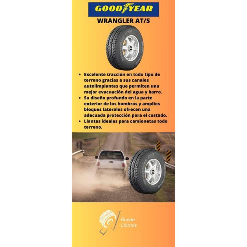 Especificaciones técnicas de LLANTA GOOD YEAR WRANGLER AT/S 205/75R15 PARA CAMIONETAS TODO TERRENO Ruedallantas Ecuador
