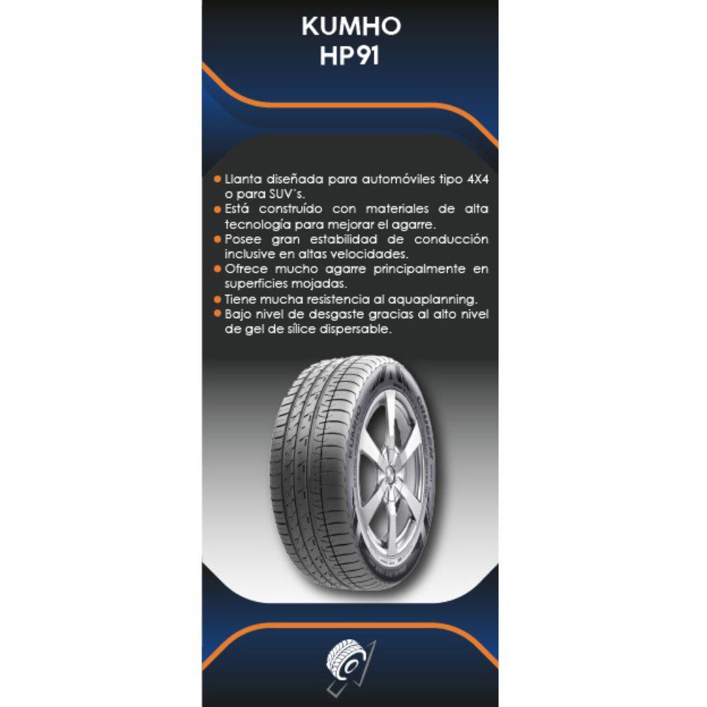 Especificaciones técnicas de LLANTA KUMHO TYRES HP91 225/55R18 PARA SUVS Ruedallantas Ecuador