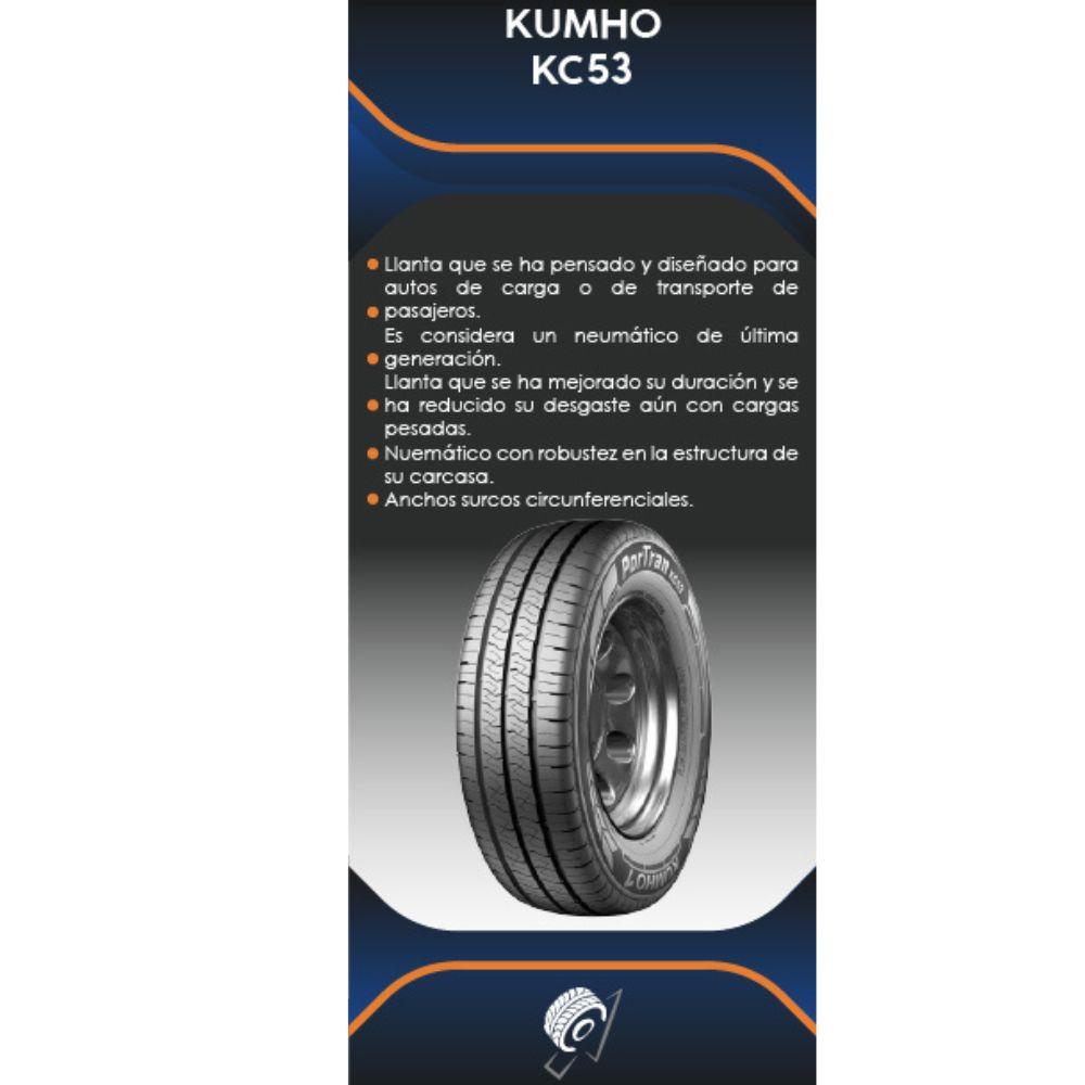 Especificaciones técnicas de LLANTA KUMHO TYRES KC53 215/70R15C CHINA PARA FURGONETAS DE CARGA Y DE PASAJEROS Ruedallantas Ecuador