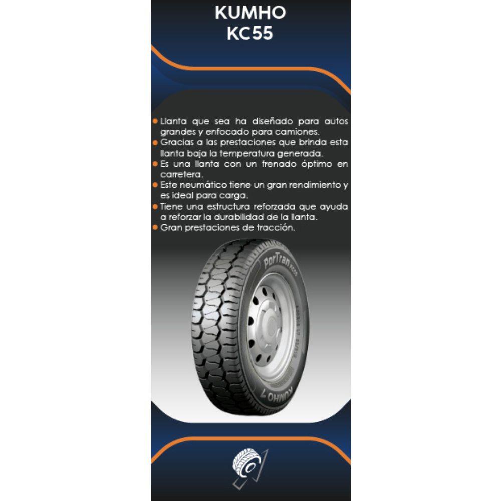 Especificaciones técnicas de LLANTA KUMHO TYRES KC55 550R13C PARA CAMIÓN Ruedallantas Ecuador
