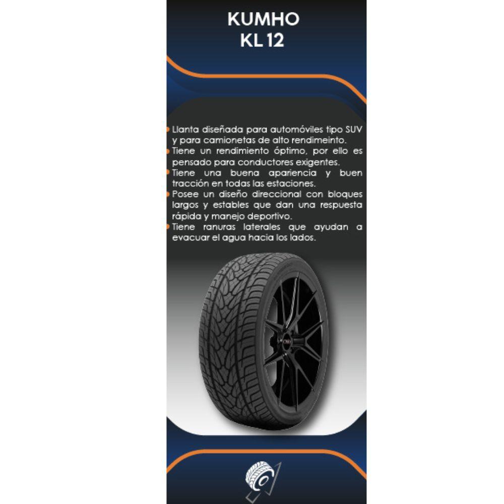 Especificaciones técnicas de LLANTA KUMHO TYRES KL12 285/60R18 PARA SUVS Ruedallantas Ecuador