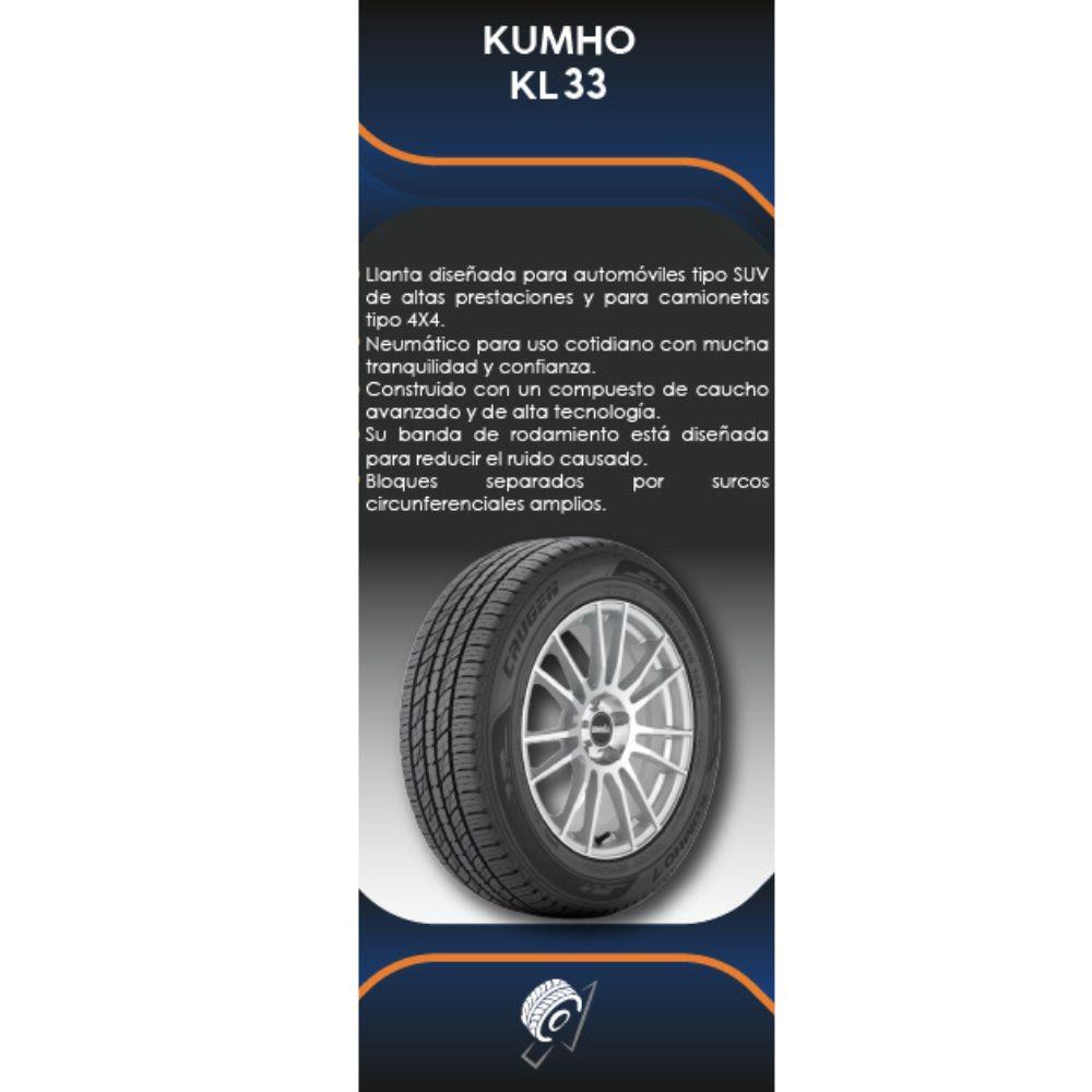 Especificaciones técnicas de LLANTA KUMHO TYRES KL33 225/45R19 PARA SUVS Ruedallantas Ecuador