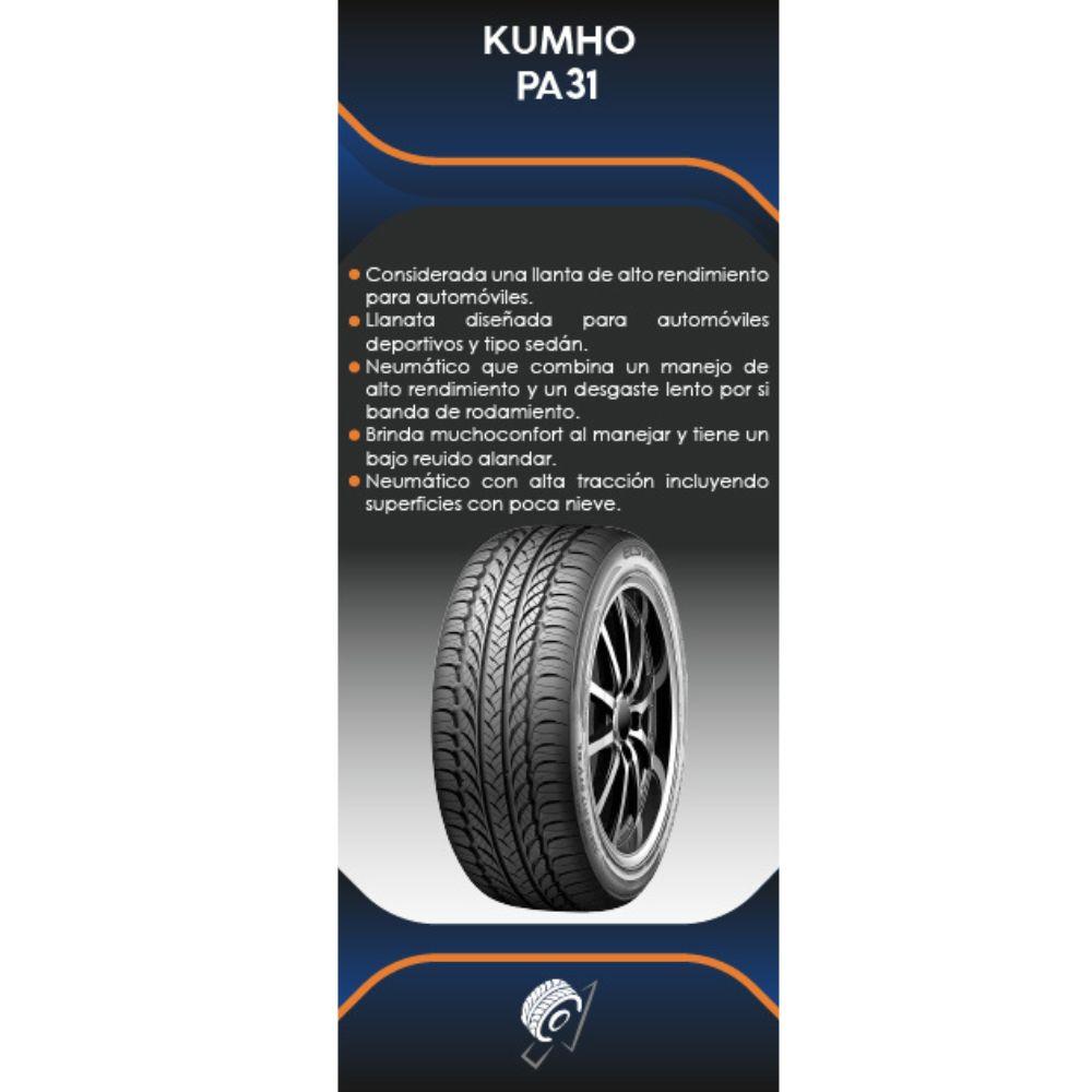 Especificaciones técnicas de LLANTA KUMHO TYRES PA31 195/50R15 PARA AUTOMÓVILES Ruedallantas Ecuador