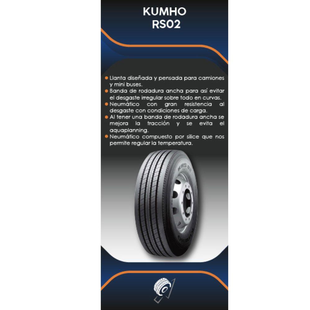 Especificaciones técnicas de LLANTA KUMHO TYRES RS02 255/70R22.5 PARA CAMIONES Ruedallantas Ecuador