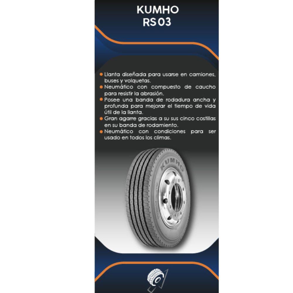 Especificaciones técnicas de LLANTA KUMHO TYRES RS03 9.5R17.5 PARA CAMIONES Ruedallantas Ecuador