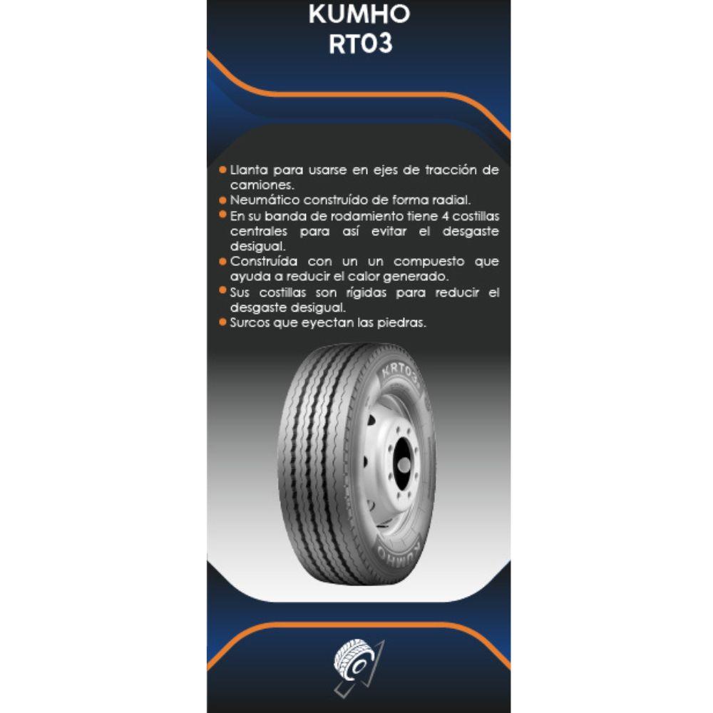Especificaciones técnicas de LLANTA KUMHO TYRES RT03 265/70R19.5 PARA CAMIONES Ruedallantas Ecuador