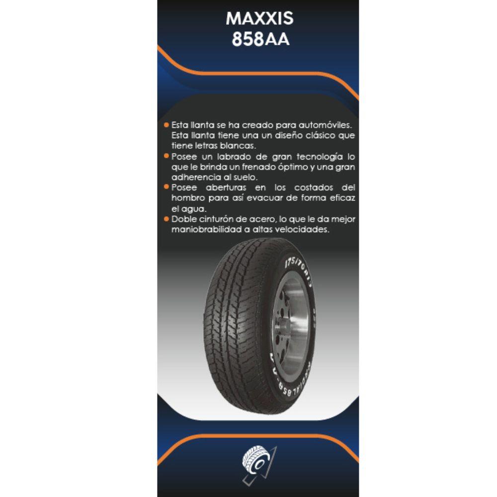 Especificaciones técnicas de LLANTA MAXXIS 858AA 185/70R13 RWL PARA AUTOMÓVILES Ruedallantas Ecuador