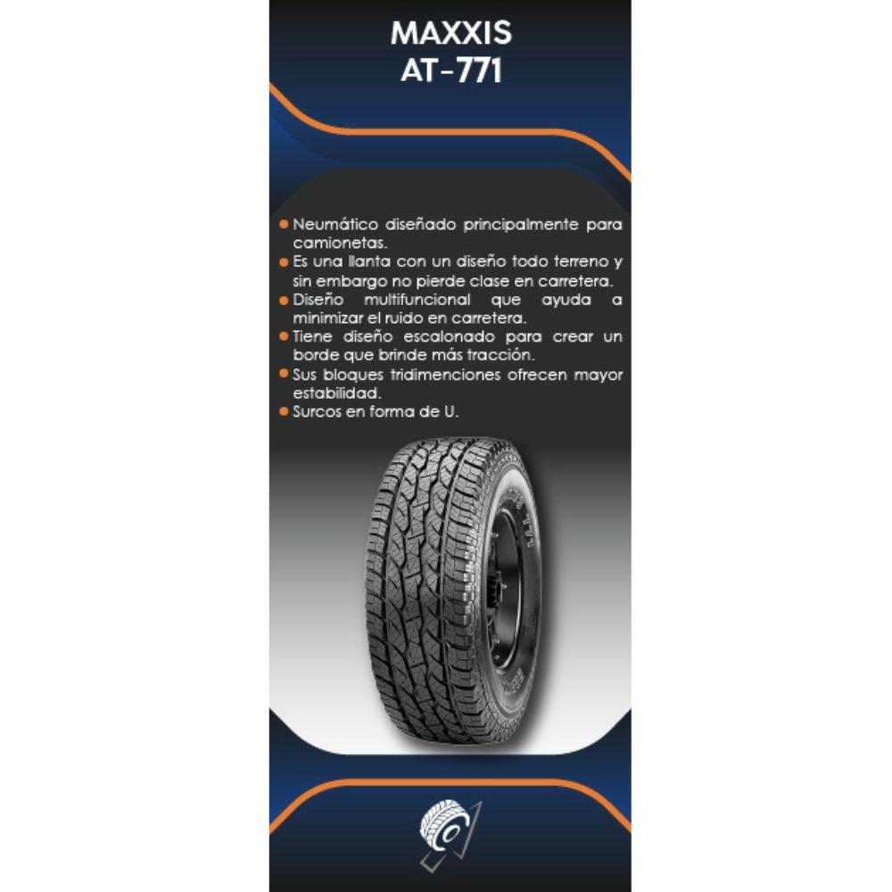 Especificaciones técnicas de LLANTA MAXXIS AT771 215/75R14 OWL PARA CAMIONETAS TODO TERRENO Ruedallantas Ecuador