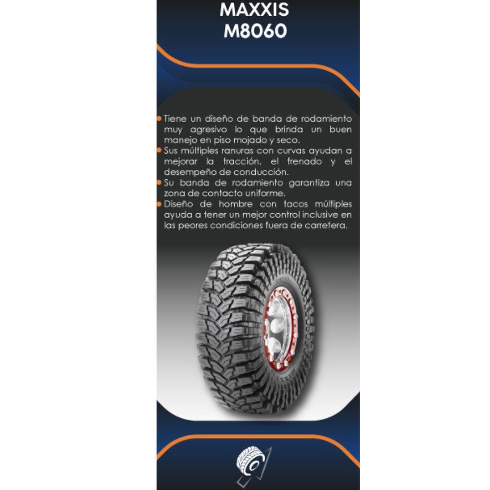 Especificaciones técnicas de LLANTA MAXXIS M8060 33X12.00R20 10PR PARA CAMIONETAS TODO TERRENO Ruedallantas Ecuador