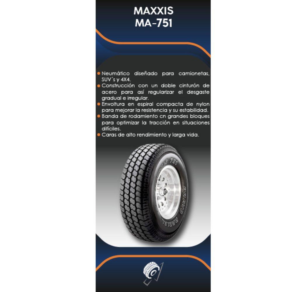 Especificaciones técnicas de LLANTA MAXXIS MA751 30X9.50R15 OWL PARA CAMIONETAS TODO TERRENO Ruedallantas Ecuador