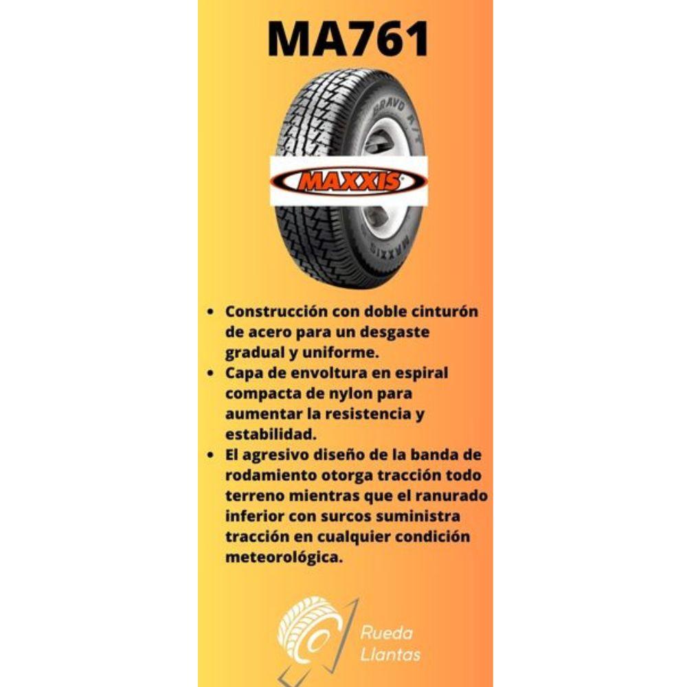 Especificaciones técnicas de LLANTA MAXXIS MA761 LT285/70R17 8PR OWL PARA CAMIONETAS Ruedallantas Ecuador