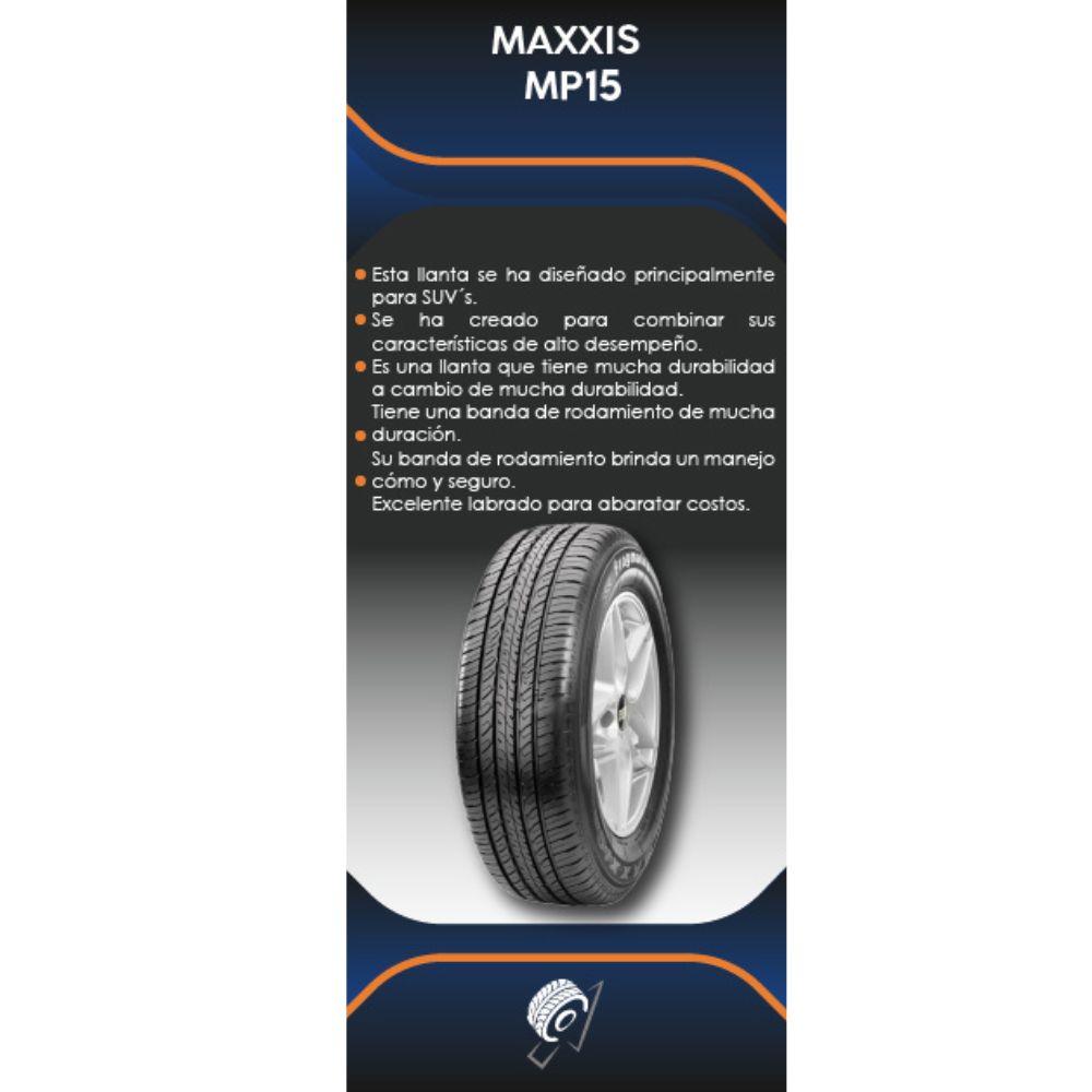 Especificaciones técnicas de LLANTA MAXXIS MP15 235/65R17 PARA SUVS Ruedallantas Ecuador