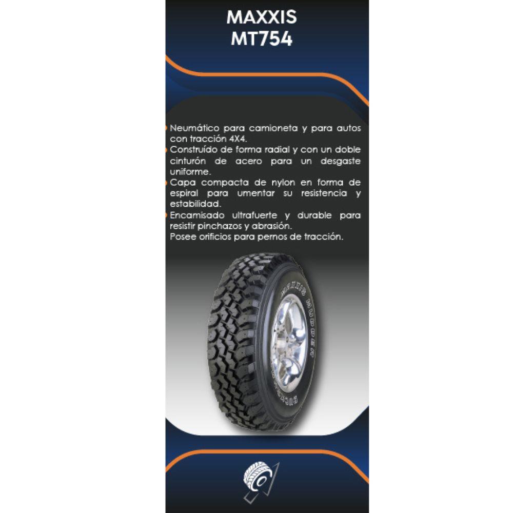 Especificaciones técnicas de LLANTA MAXXIS MT754 27X8.50R14 6PR PARA CAMIONETAS TODO TERRENO Ruedallantas Ecuador