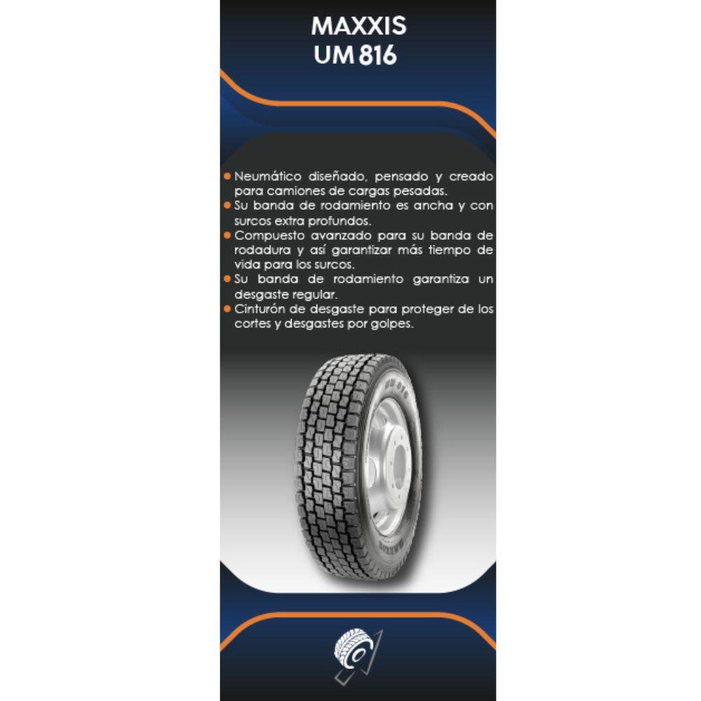 Especificaciones técnicas de LLANTA MAXXIS UM816 295/80R22.5 16PR PARA TRAILERS Ruedallantas Ecuador