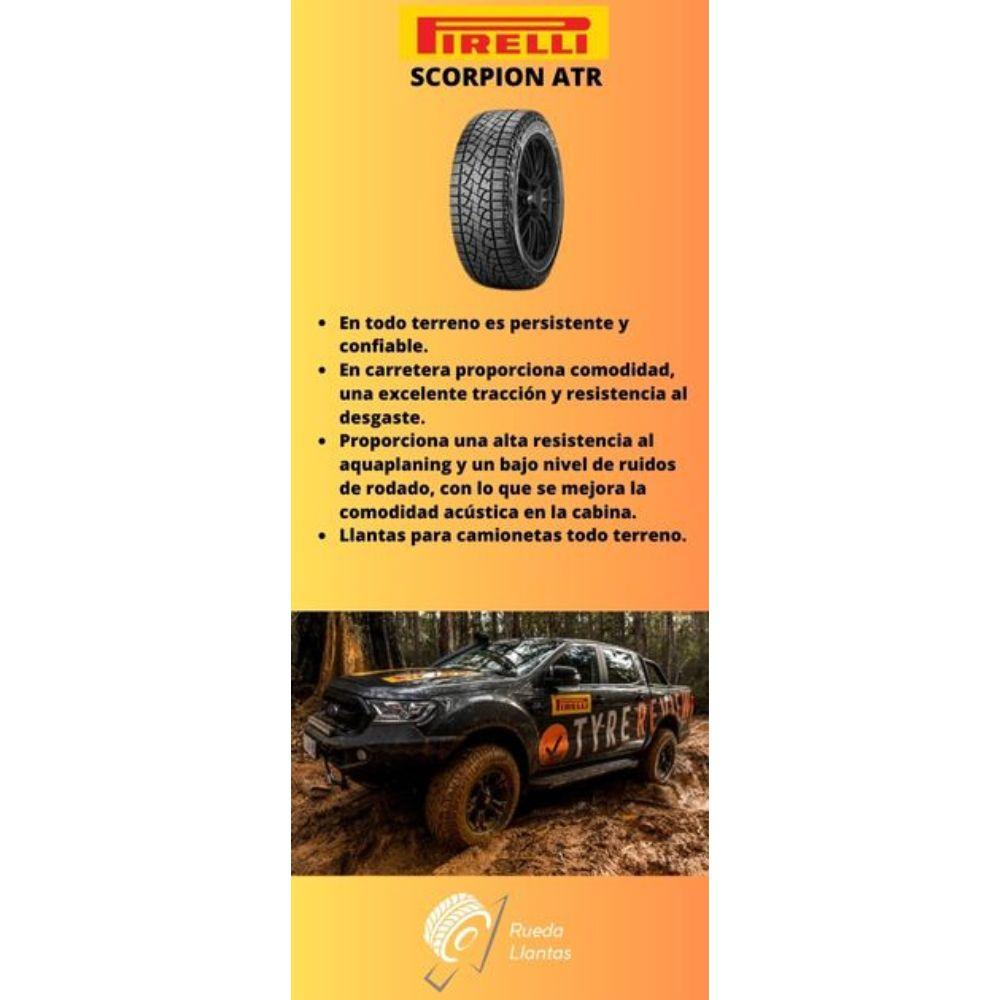 Especificaciones técnicas de LLANTA PIRELLI SCORPION ATR 285/75R16 PARA CAMIONETAS TODO TERRENO Ruedallantas Ecuador