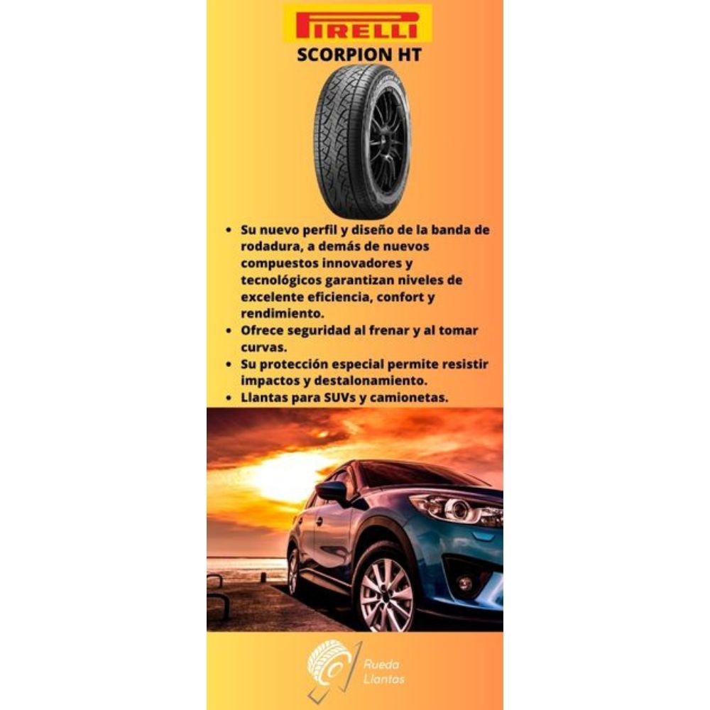 Especificaciones técnicas de LLANTA PIRELLI SCORPION HT 265/60R18 PARA SUVS Y CAMIONETAS Ruedallantas Ecuador