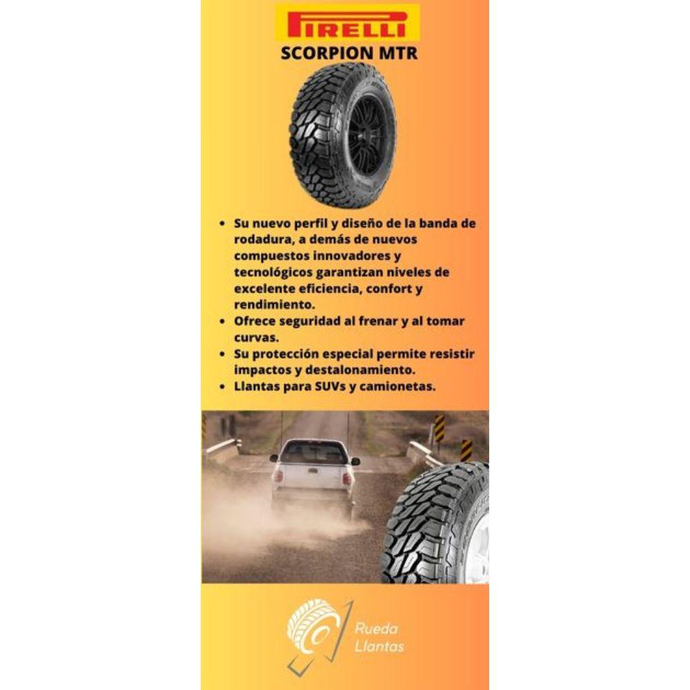 Especificaciones técnicas de LLANTA PIRELLI SCORPION MTR 285/70R17 PARA CAMIONETAS TODO TERRENO Ruedallantas Ecuador