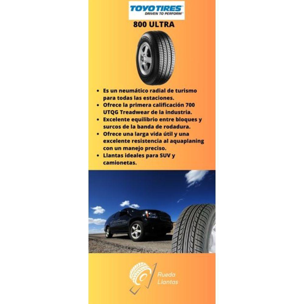 Especificaciones técnicas de LLANTA TOYO TIRES 800 ULTRA 215/65R16 PARA SUVS Y CAMIONETAS Ruedallantas Ecuador