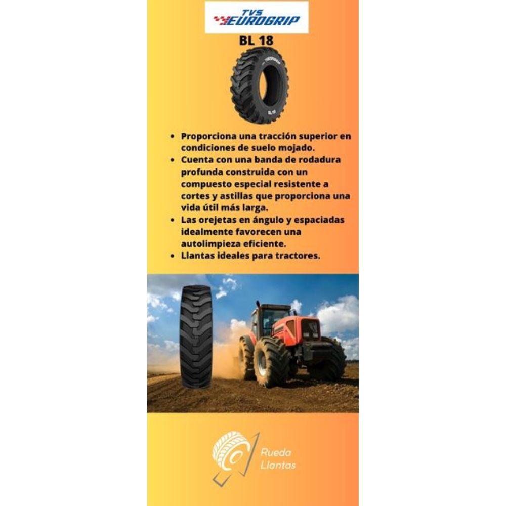 Especificaciones técnicas de LLANTA TVS EUROGRIP BL 18 16.9R28 R1 PARA TRACTORES Y MAQUINARIA AGRÍCOLA Ruedallantas Ecuador