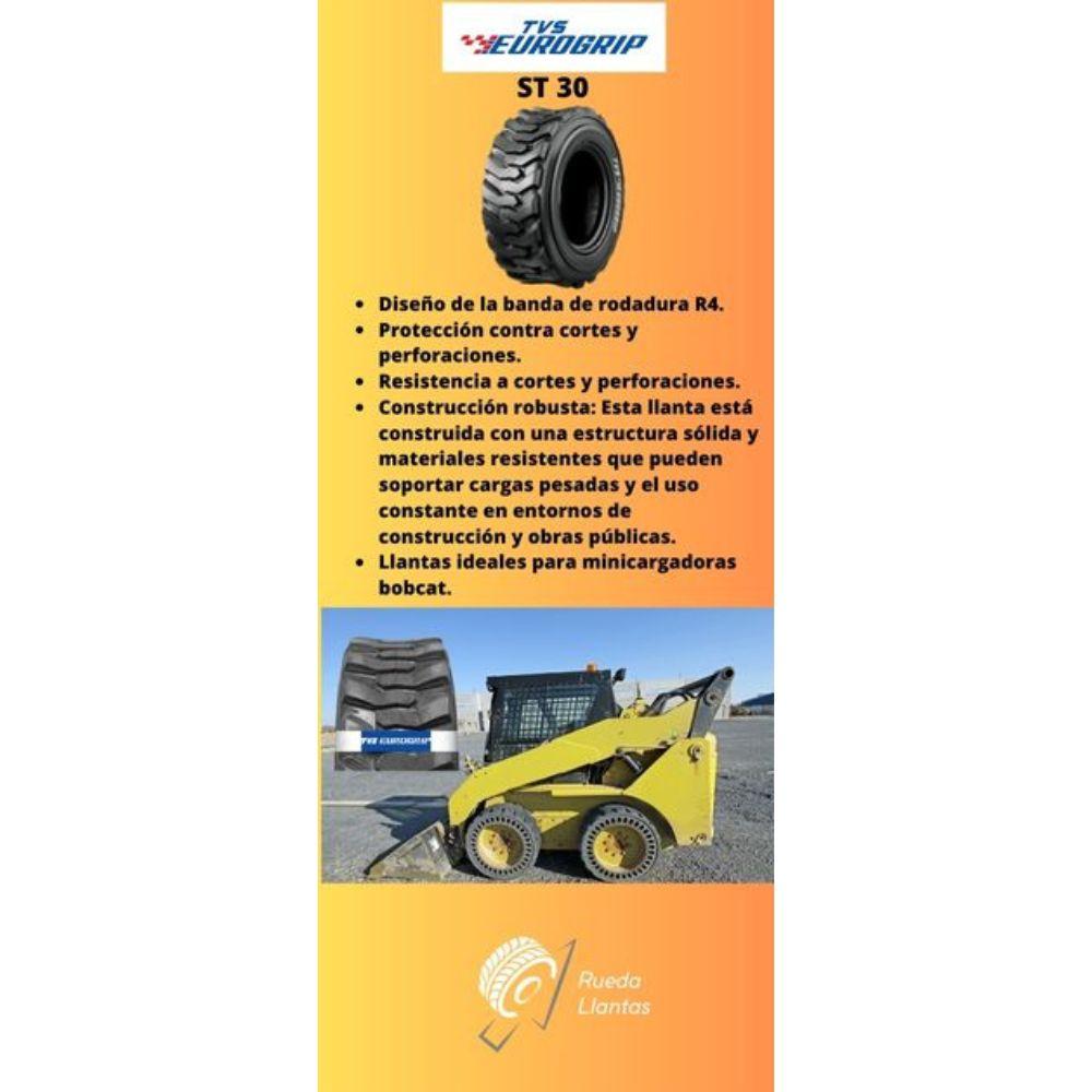 Especificaciones técnicas de LLANTA TVS EUROGRIP ST 30 10-16.5 R4 PARA MINICARGADORAS BOBCAT Ruedallantas Ecuador