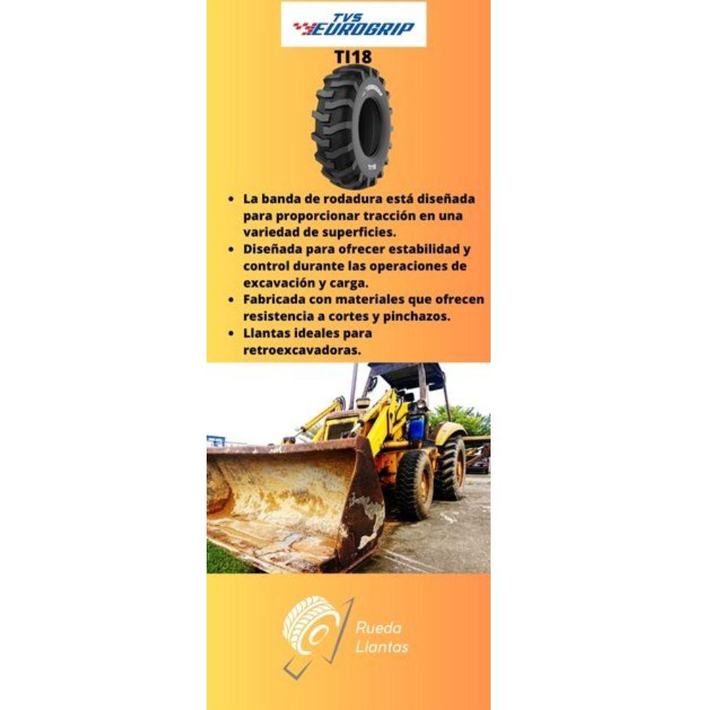 Especificaciones técnicas de LLANTA TVS EUROGRIP TI 18 19.5L24 R4 PARA RETROEXCAVADORAS O GALLINETAS Ruedallantas Ecuador