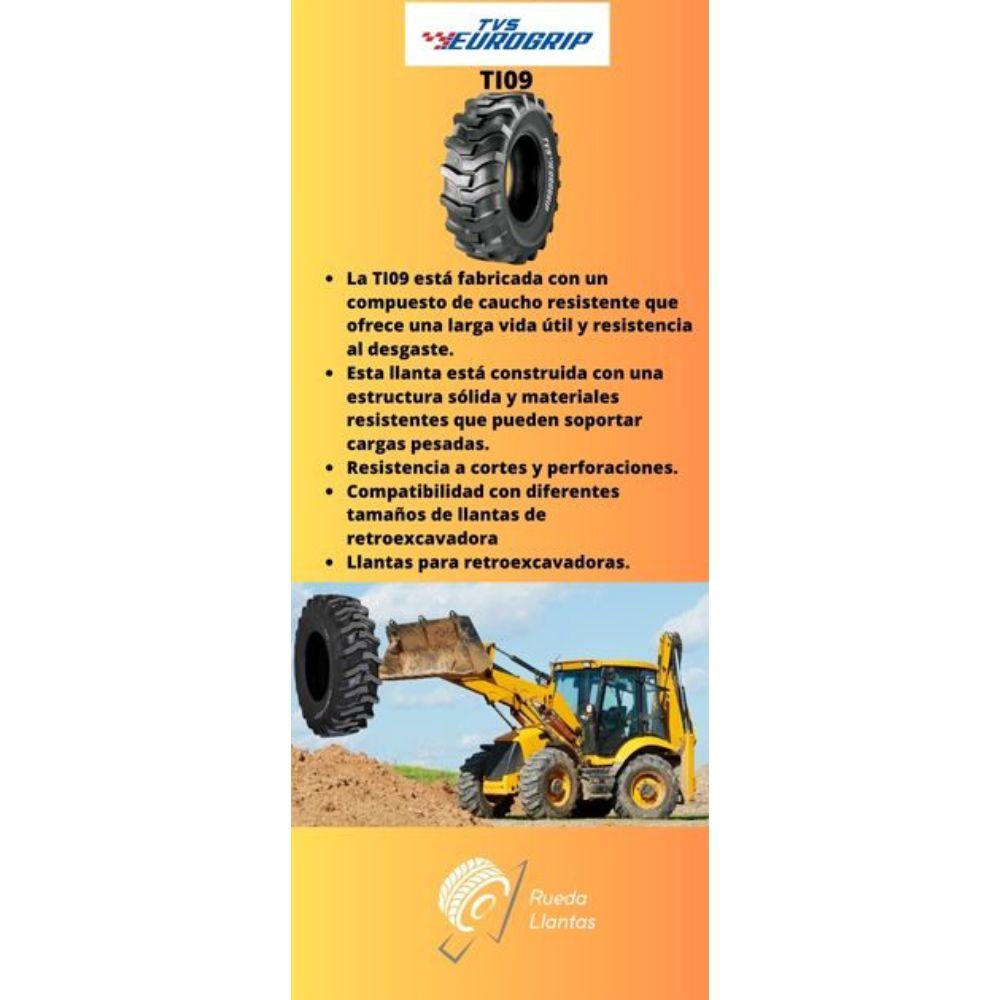 Especificaciones técnicas de LLANTA TVS EUROGRIP TI09 16.9-28 R4 PARA RETROEXCAVADORA O GALLINETA Ruedallantas Ecuador