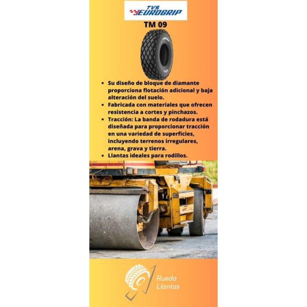 Especificaciones técnicas de LLANTA TVS EUROGRIP TM 09 HD 23.1-26 R3 16PR DIAMANTE PARA RODILLOS Ruedallantas Ecuador
