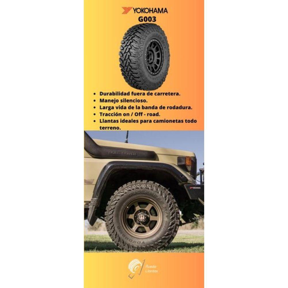 Especificaciones técnicas de LLANTA YOKOHAMA G003 Geolandar M/T LT295/70R17 PARA CAMIONETAS TODO TERRENO Ruedallantas Ecuador