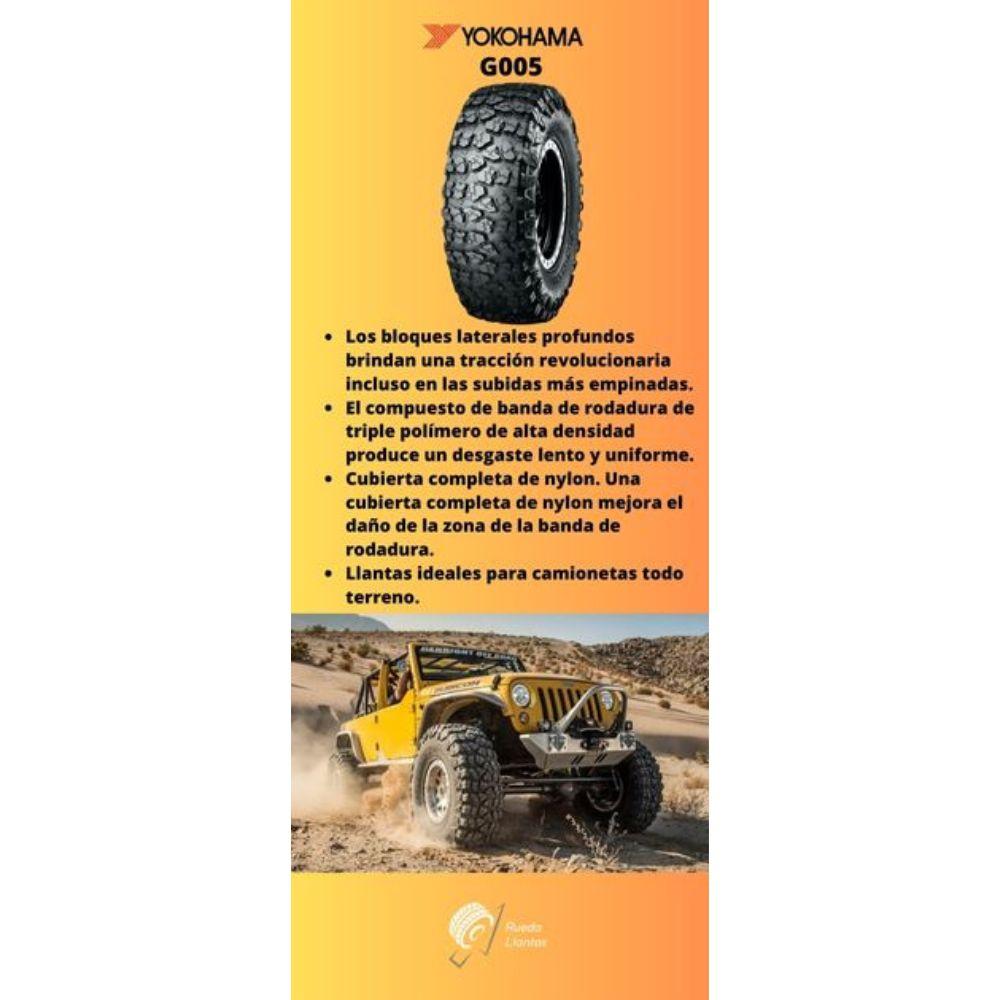 Especificaciones técnicas de LLANTA YOKOHAMA G005 GEOLANDAR M/T 35X12.50R17 PARA CAMIONETAS TODO TERRENO Ruedallantas Ecuador